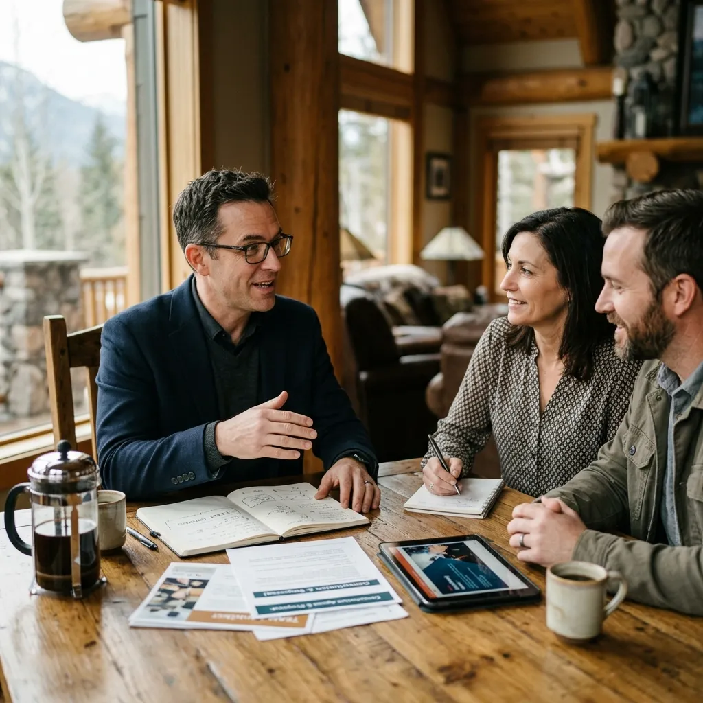 Team Connect facilitator consulting with corporate clients on a custom event plan