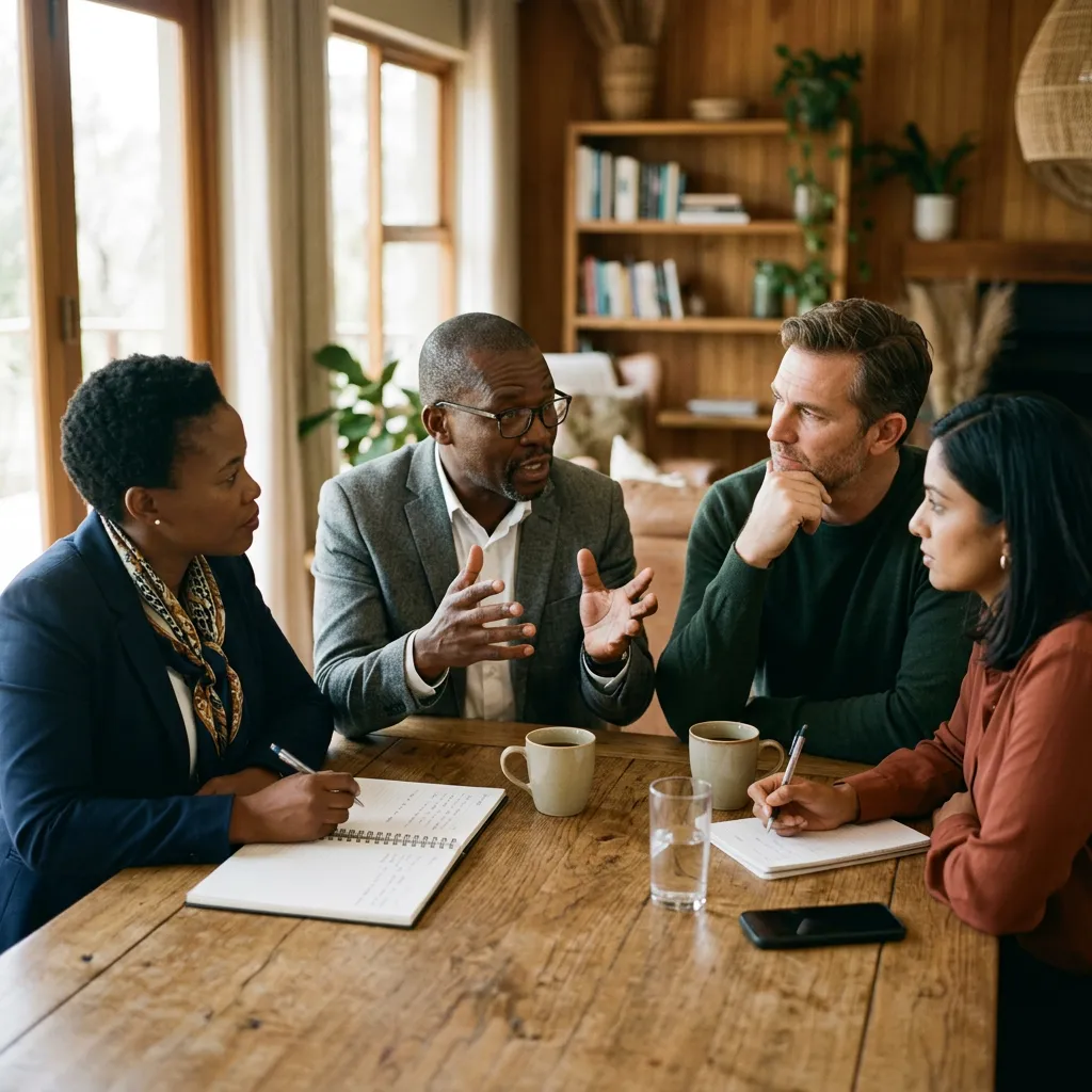 Team Connect leaders in focused discussion around a boardroom table